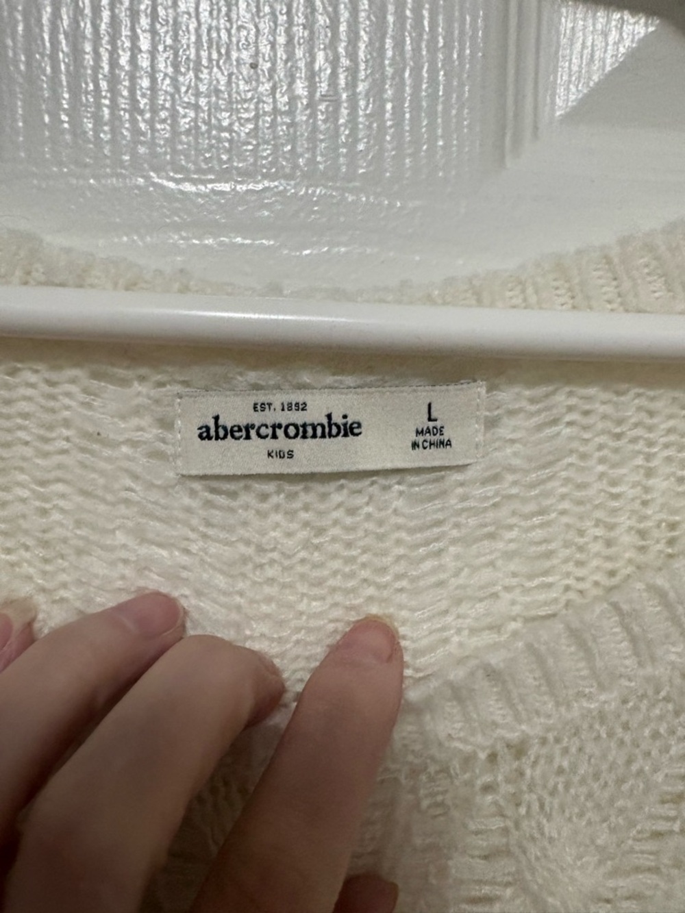 *Abercrombie Cream Open Cable Knit Wool Blend Lightweight Large Sweater #IR View 2